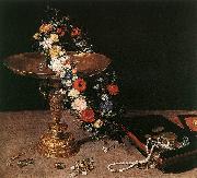 BRUEGHEL, Jan the Elder Still-Life with Garland of Flowers and Golden Tazza fdg Germany oil painting artist